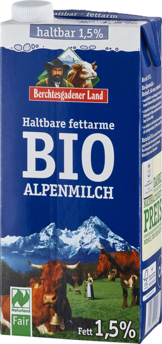 H-Alpenmilch 1,5 % Fett, 1 l Tetrapack