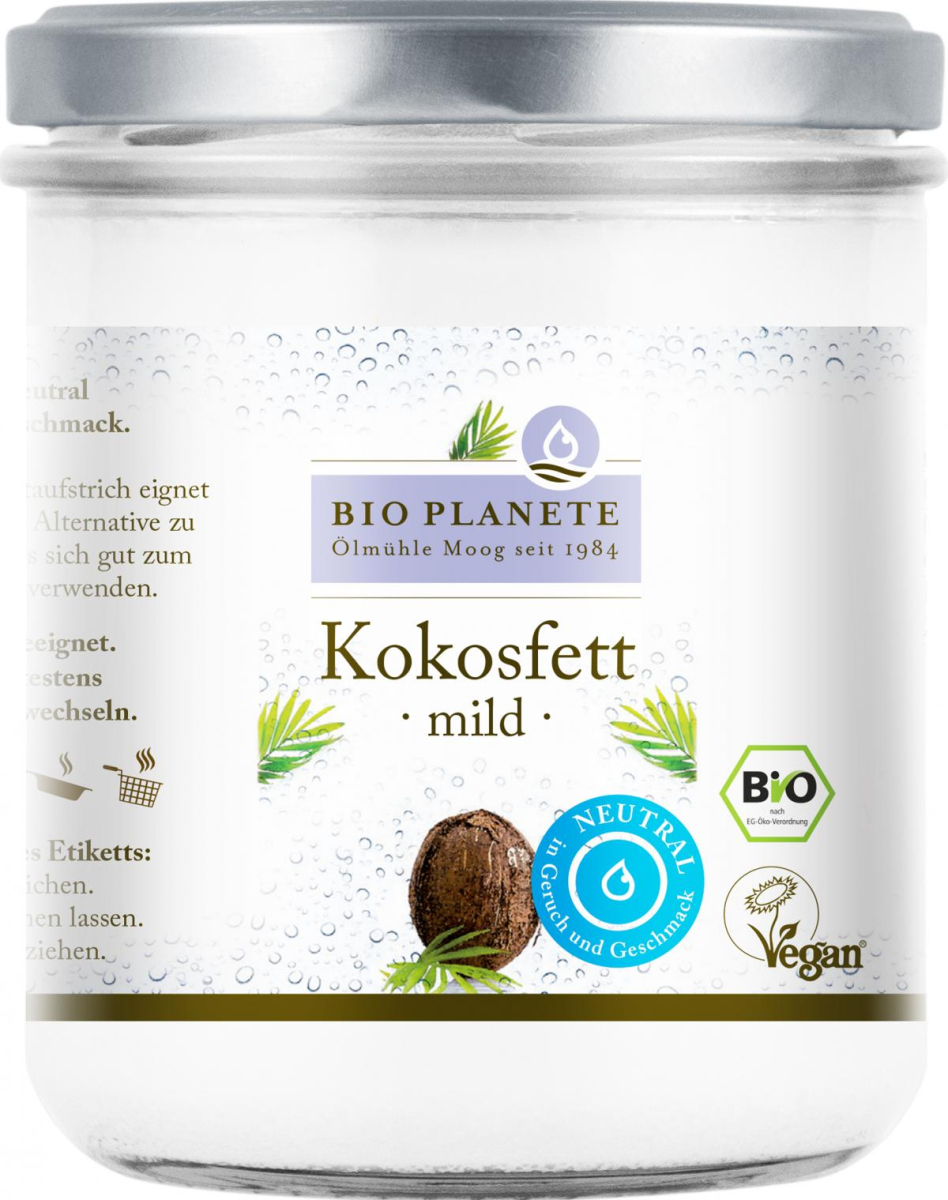 Kokosfett mild gedämpft, 400 ml Glas Bio Planète