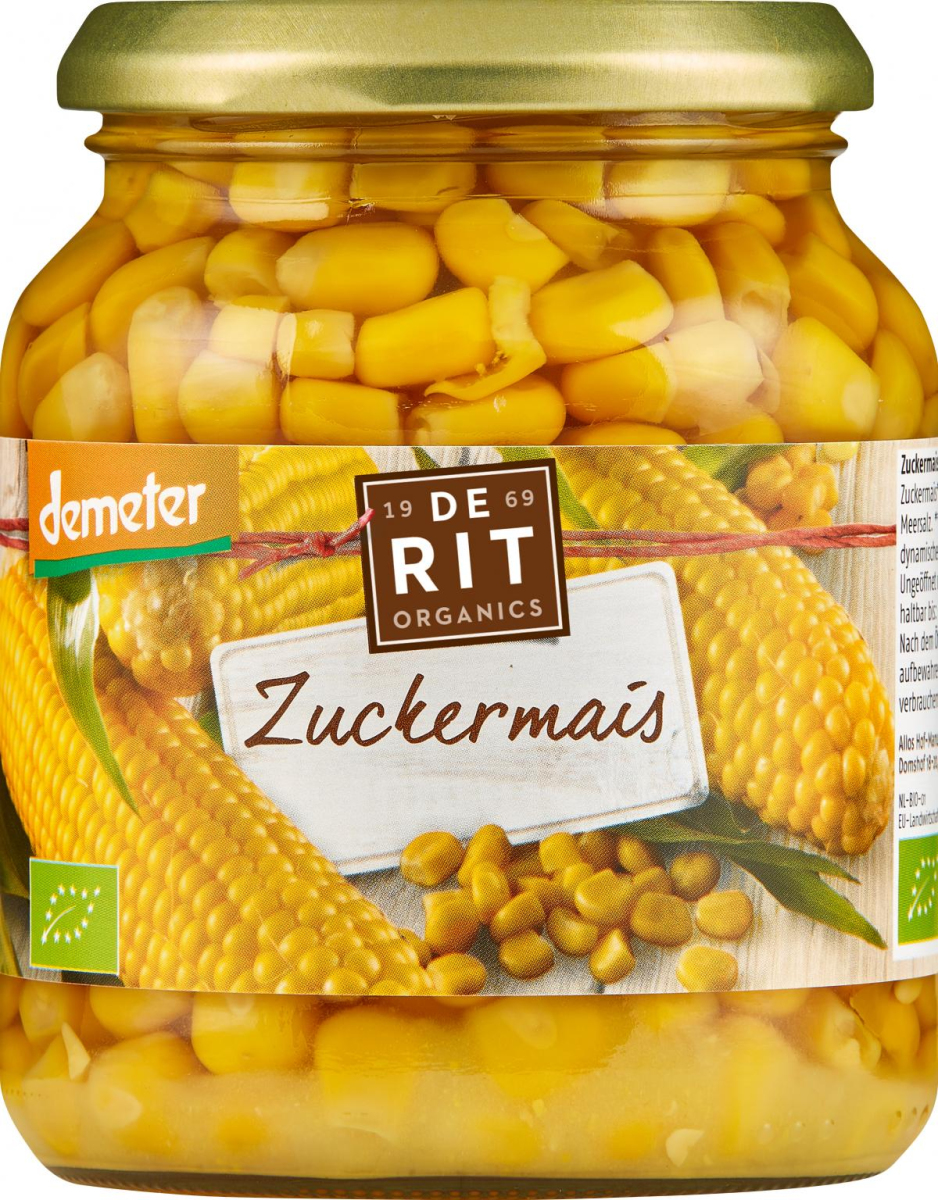 Zuckermais, De Rit, 340 g Glas