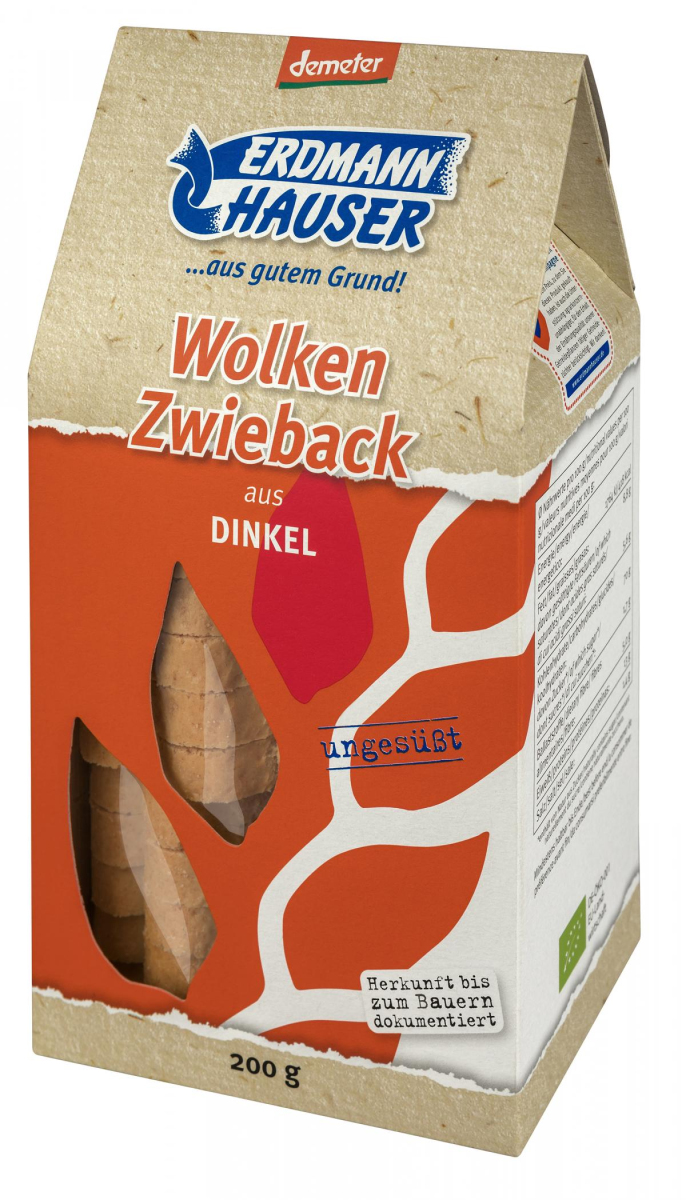 Dinkelzwieback, Wolkenform, 200 g Erdmann
