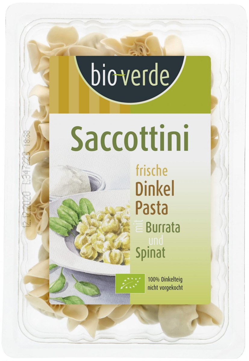 Dinkel Saccotini, gefüllt mit Spinat, 250 g