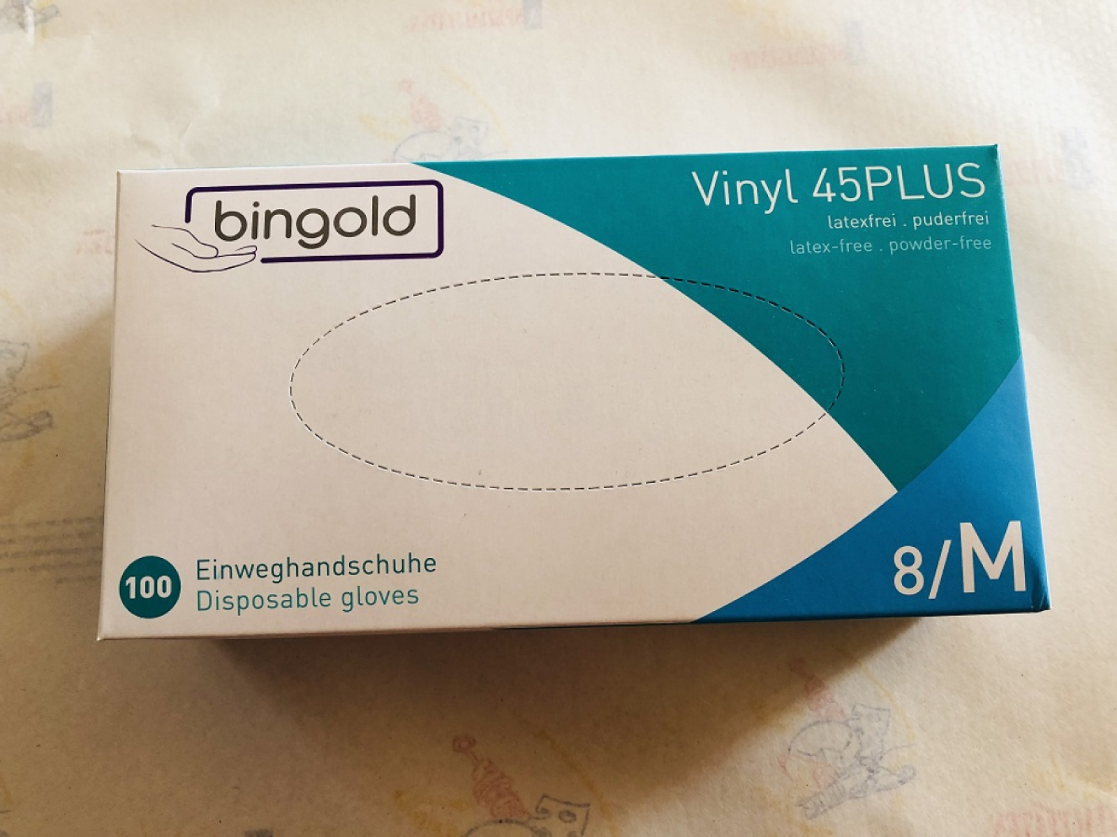 Vinylhandschuhe, Gr. M, 100 Stück Packung