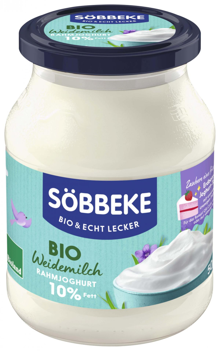 Rahmjoghurt, 10 % mild, 500 g Glas, von Söbbeke