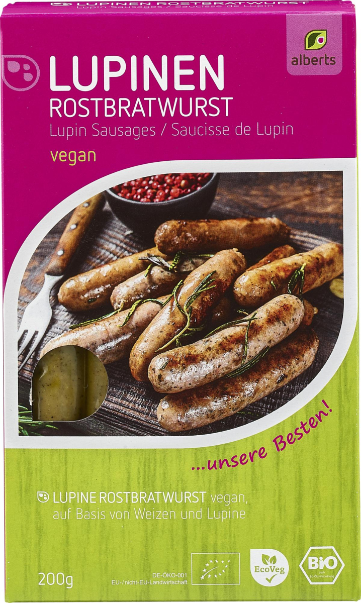 Lupinen-Rostbratwürstchen, 200 g, vegan