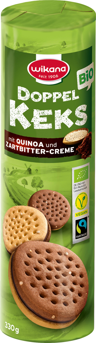Quinoa Doppelkeks mit Zartbittercreme, 330 g, Wikana
