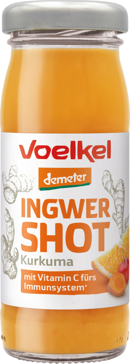 Shot Ingwer & Kurkuma, Voelkel 95 ml Flasche