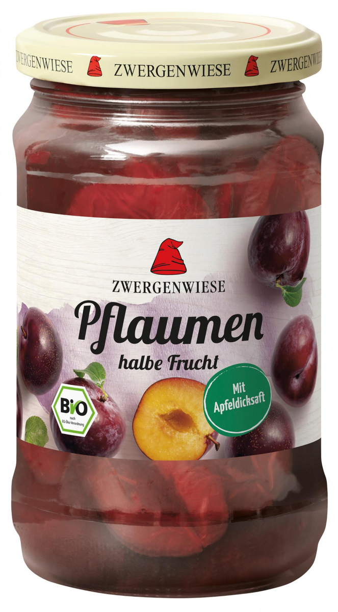 Pflaumen mit Apfeldicksaft, 360 g Glas, Zwergenwiese