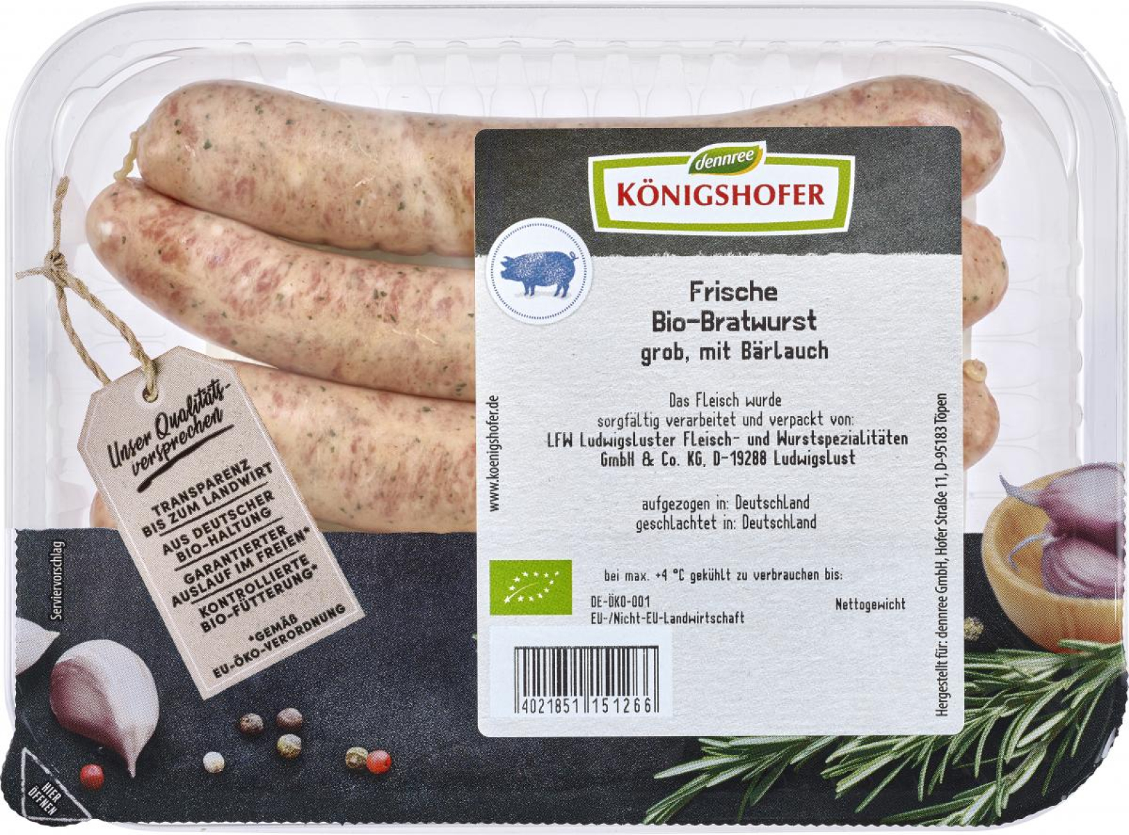 Bärlauchbratwurst frisch, Königshofer 250 g