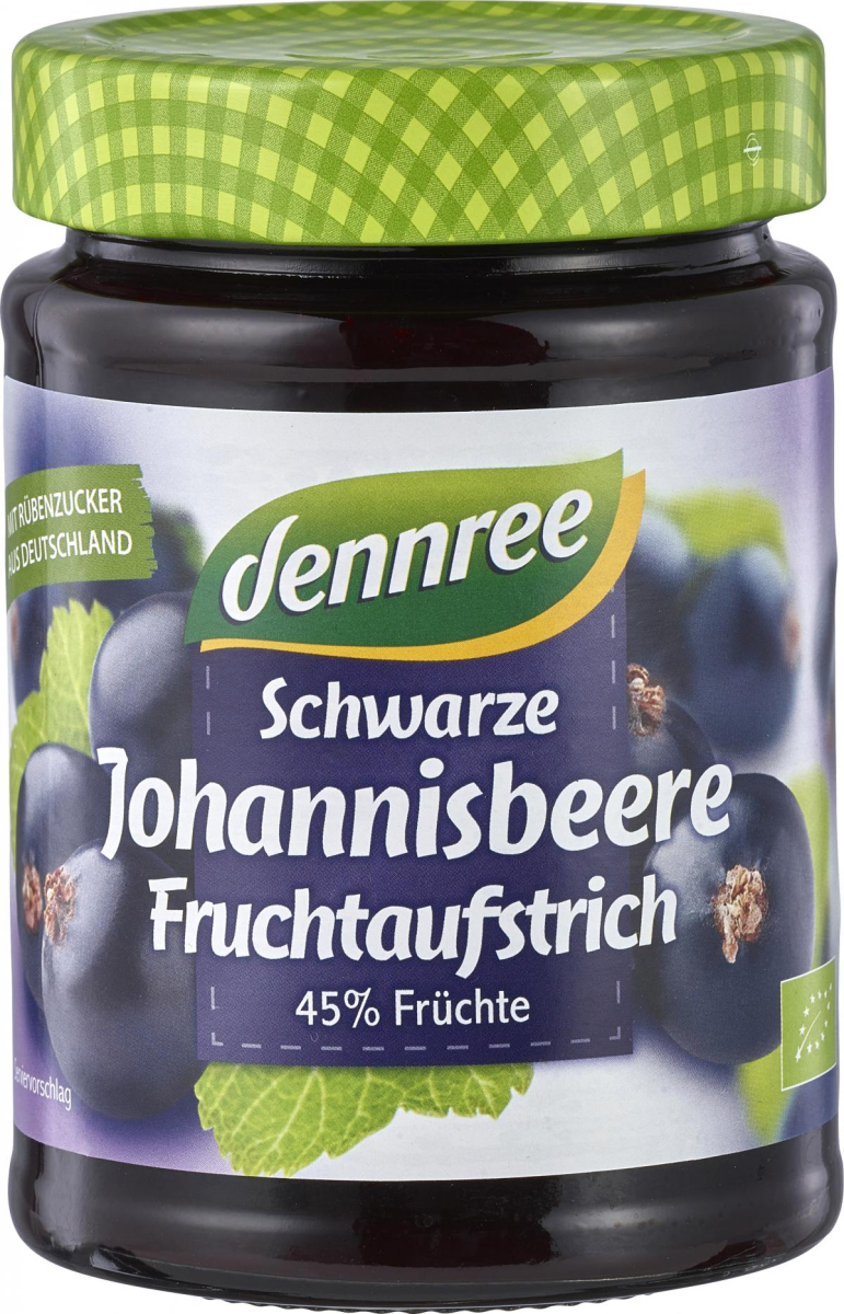 Schwarze Johannisbeere,Fruchtaufstrich, dennree ,340 g