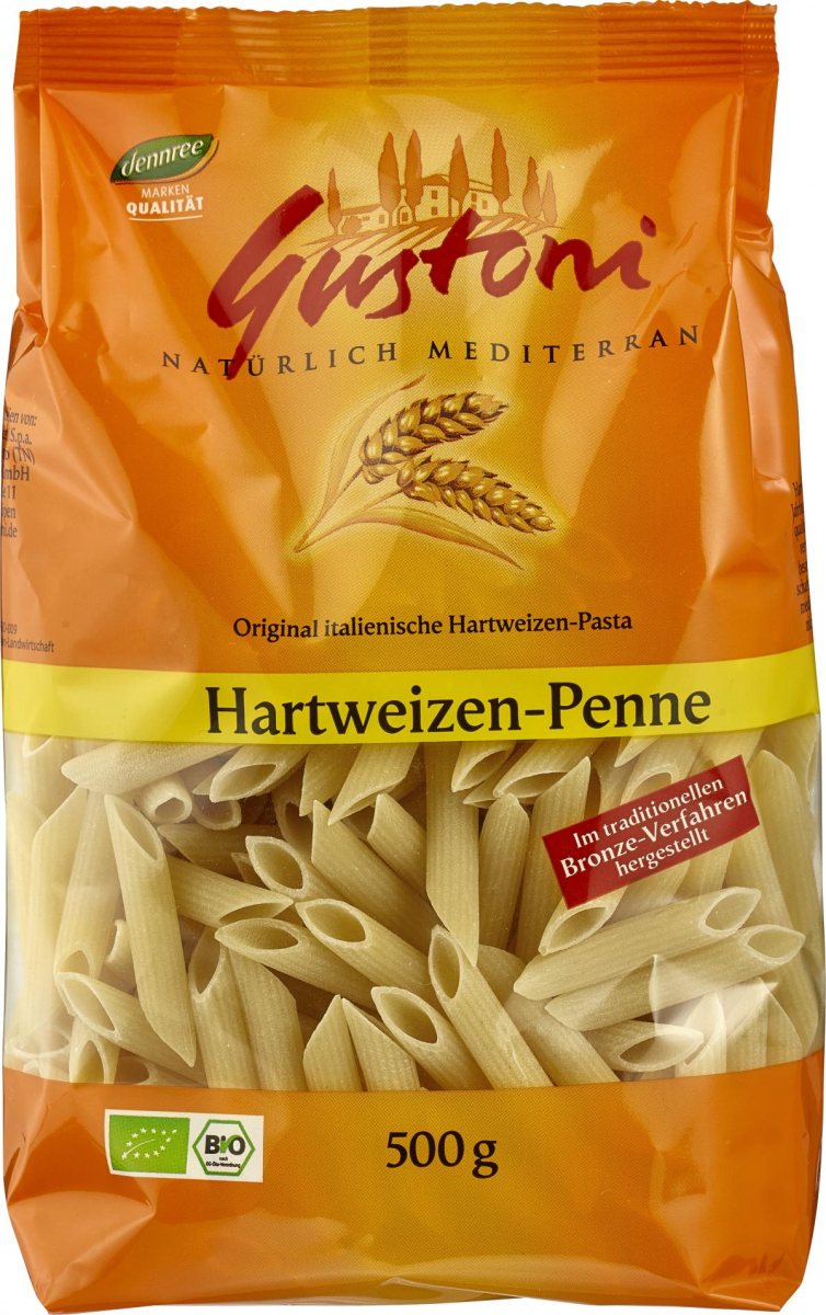 Penne Nudeln, hell aus Hartweizen