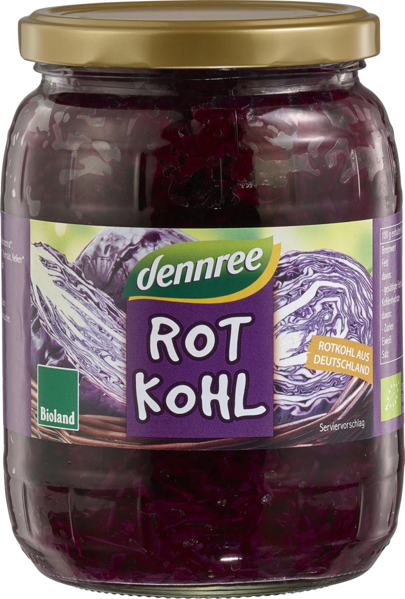 Rotkohl, dennree  680 g Glas