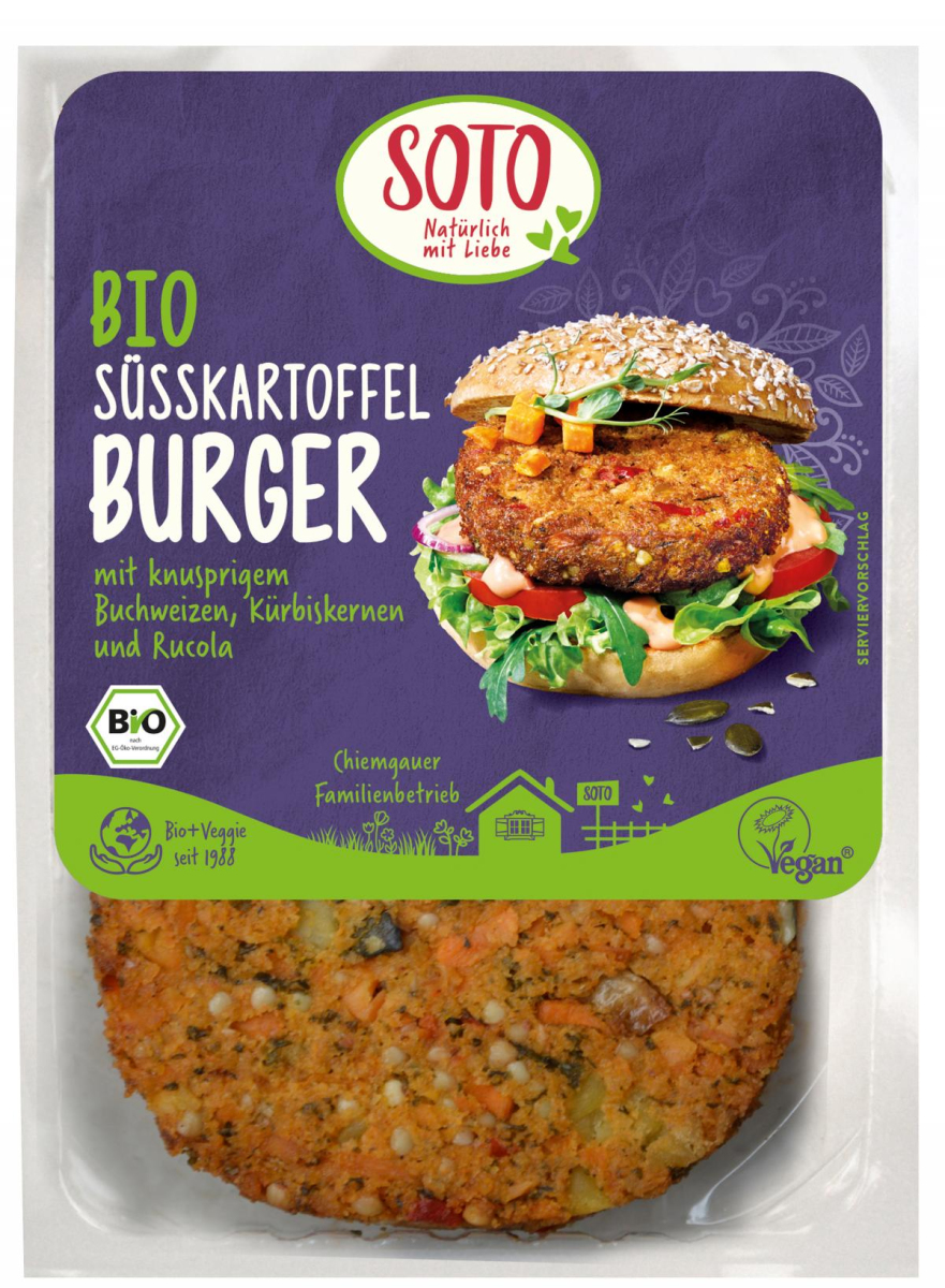 Burger Süßkartoffeln, 160 g, Soto, vegan