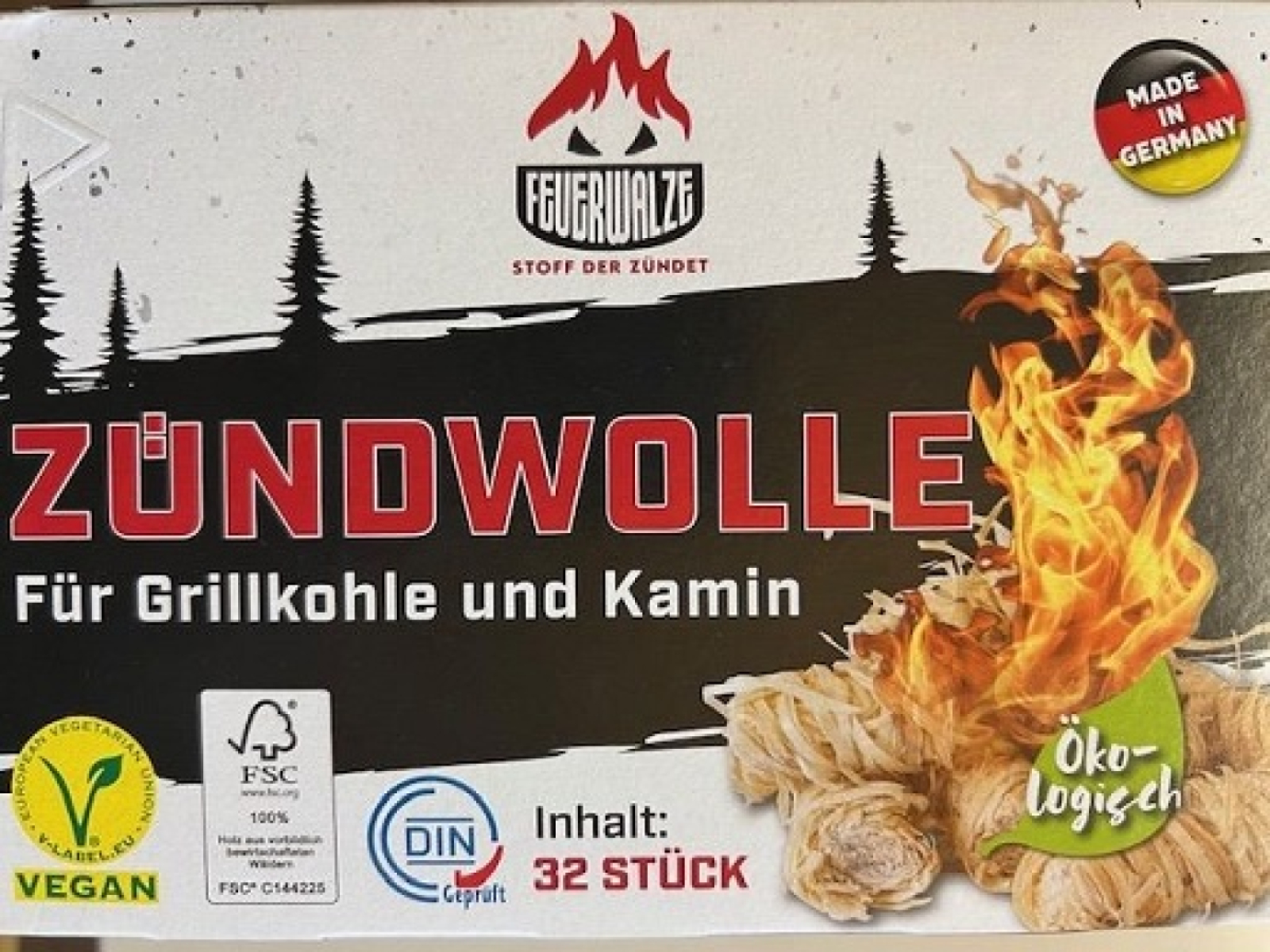 Zündwolle/Anzünder für Kamin, Grill oder Ofen, von Feuerwalze