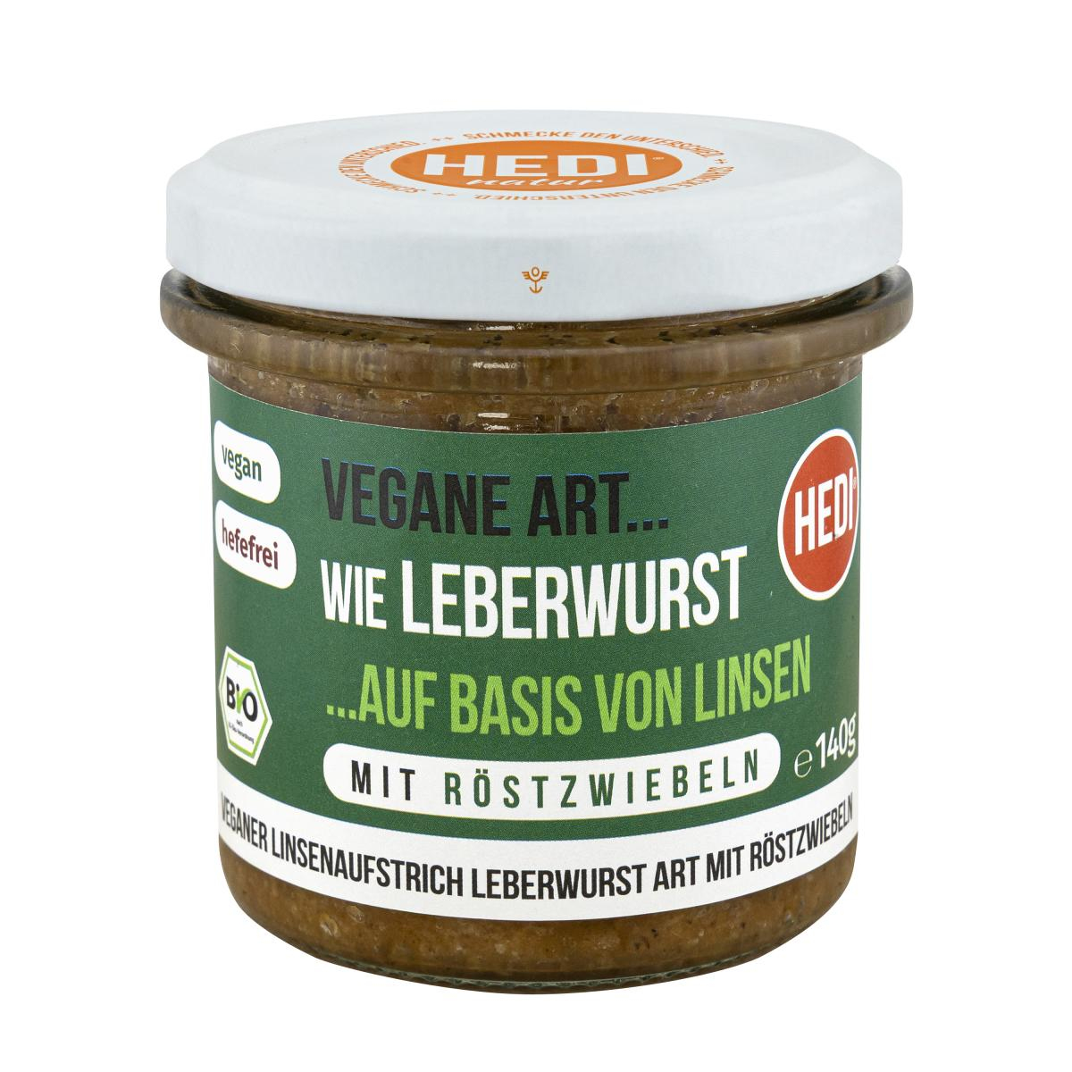 Leberwurst aus Linsen mit Röstzwiebel, vegan
