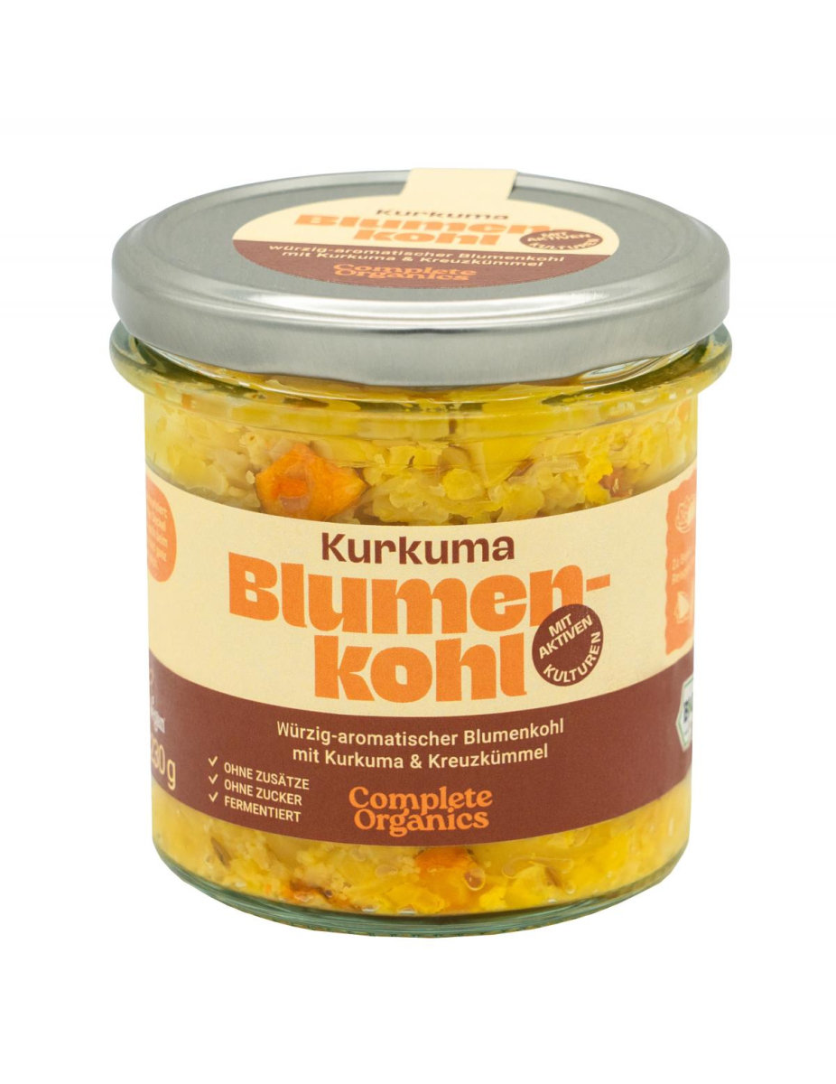 Blumenkohl, fermentiert, kurkuma, 220 g Glas