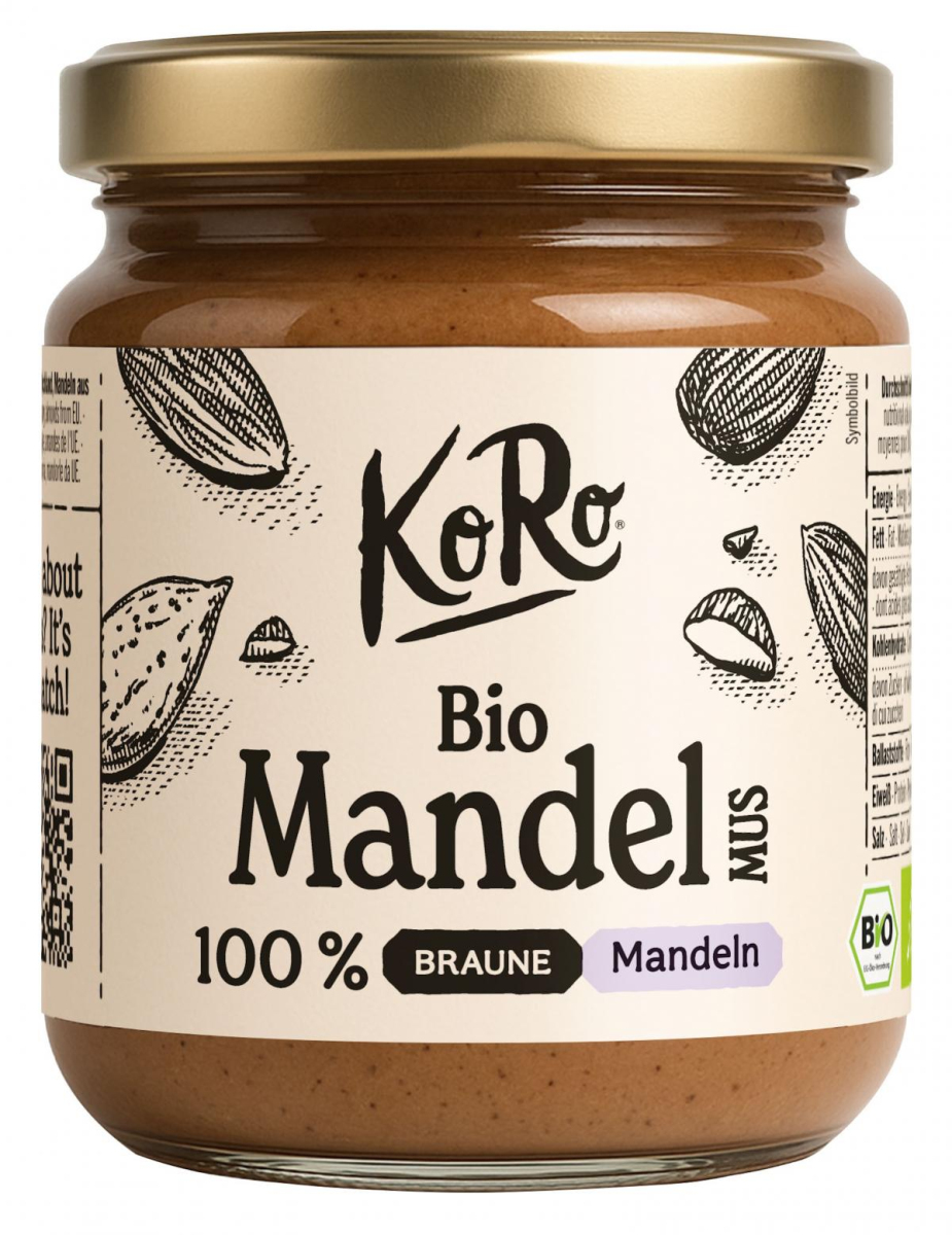 Mandelmus braun, KoRo, 250 g Glas