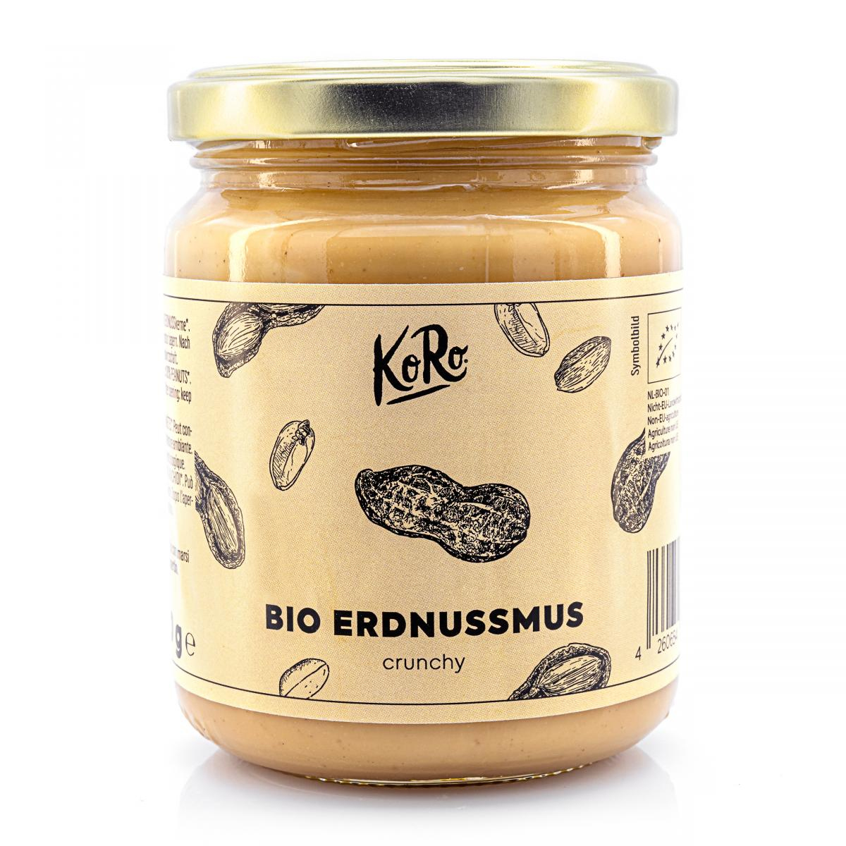 Erdnussmus crunchy, KoRo 250 g Glas