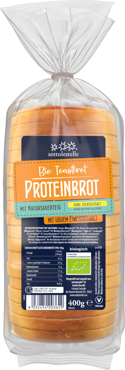 Toastbrot Proteinbrot,mit Natursauer, Sottolestelle