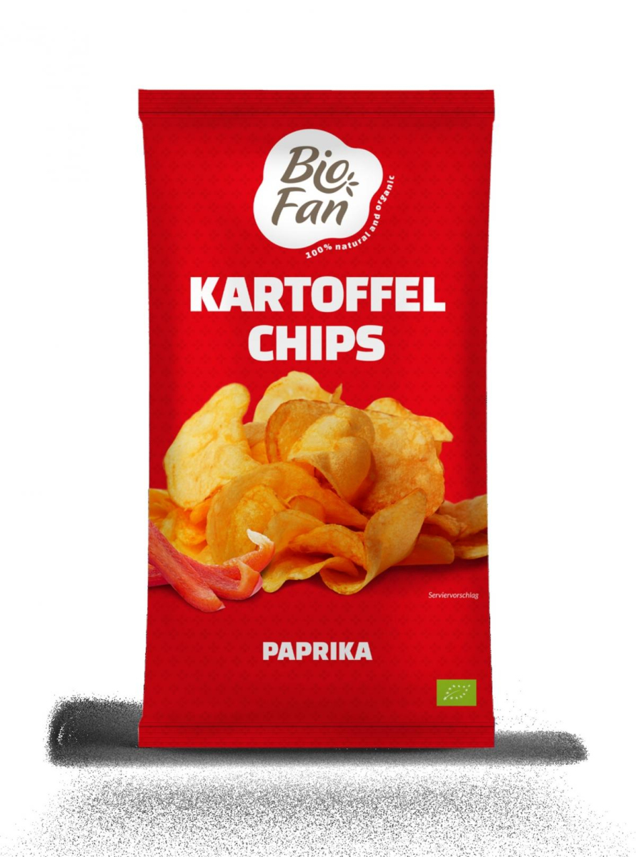 Kartoffelchips Paprika, Biofan 125 g Packung