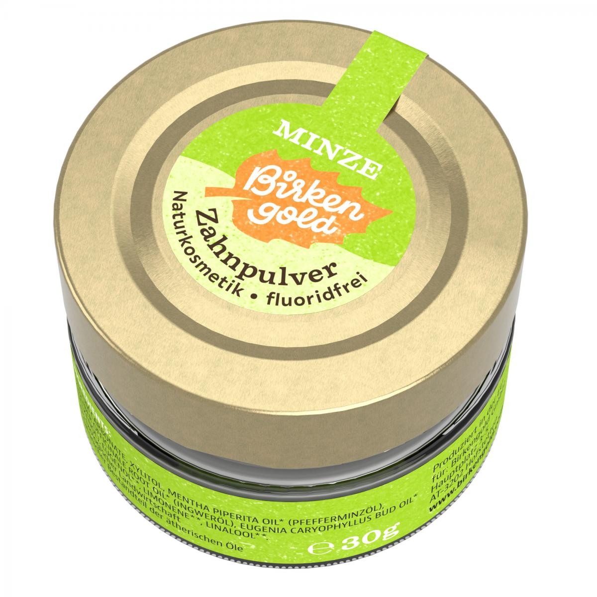 Zahnpulver Minze im Glas, 30 g